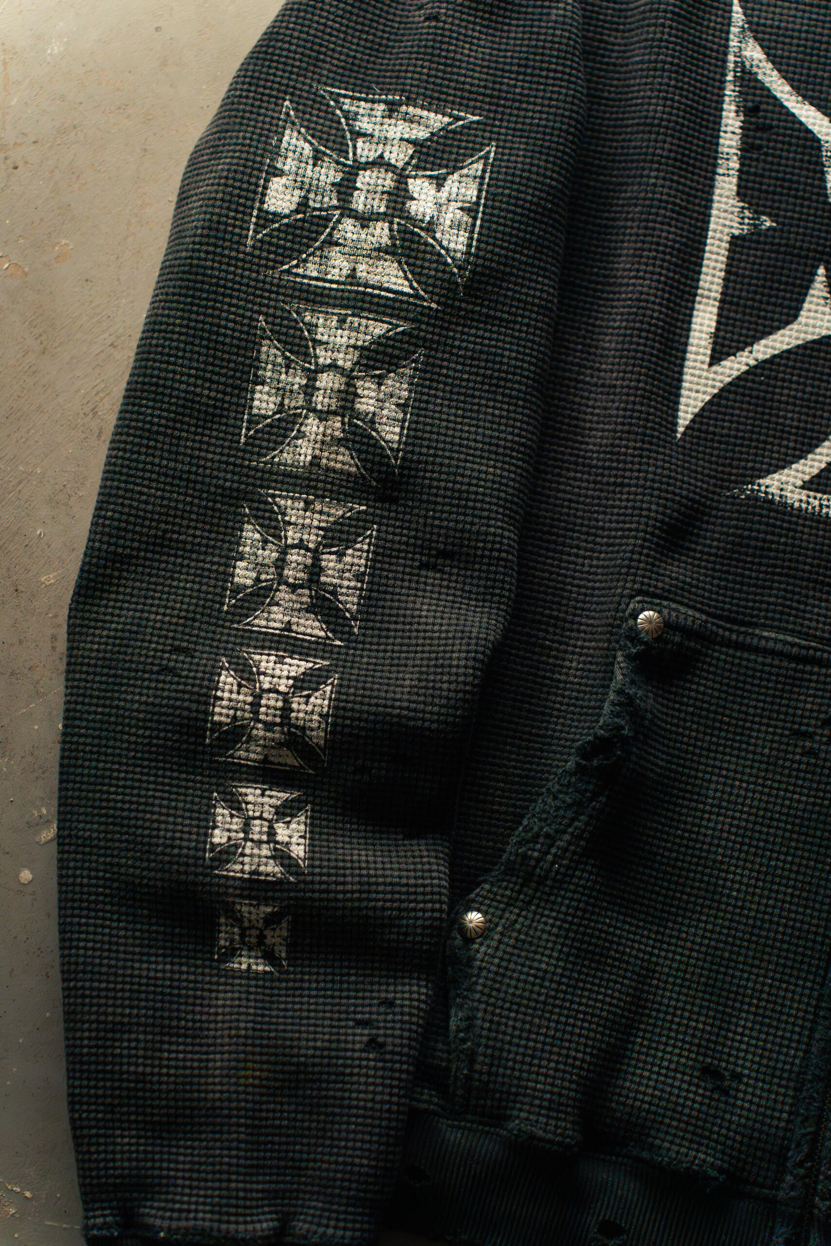 Xixbrand xix distressed waffle zip hoodie  _PIX3092