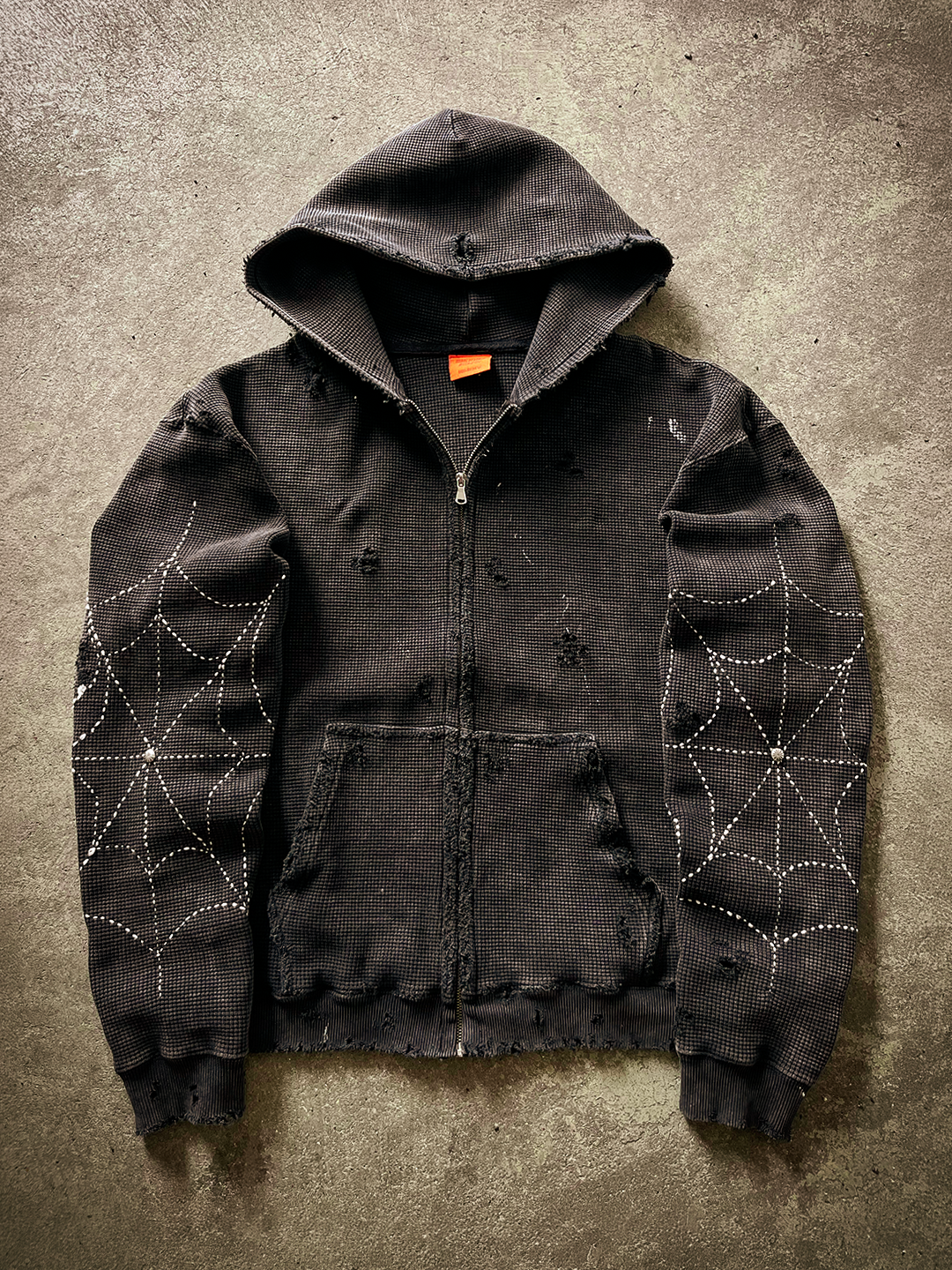 Xixbrand Sashiko spider waffle zip hoodie  img_0998-3