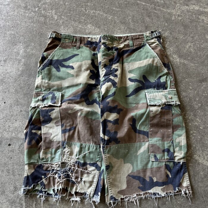 Xixbrand faded/distressed sashiko camo shorts - S Taglia: S img_1347