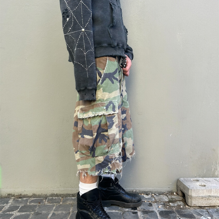 Xixbrand faded/distressed sashiko camo shorts  photoroom_20260412_122951